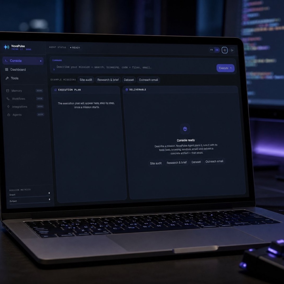 NovaPulse Agent, autonomous AI execution console